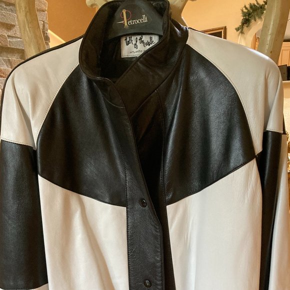 TALK OF THE WALK buttery soft black and white Leather Jacket - Picture 1 of 7